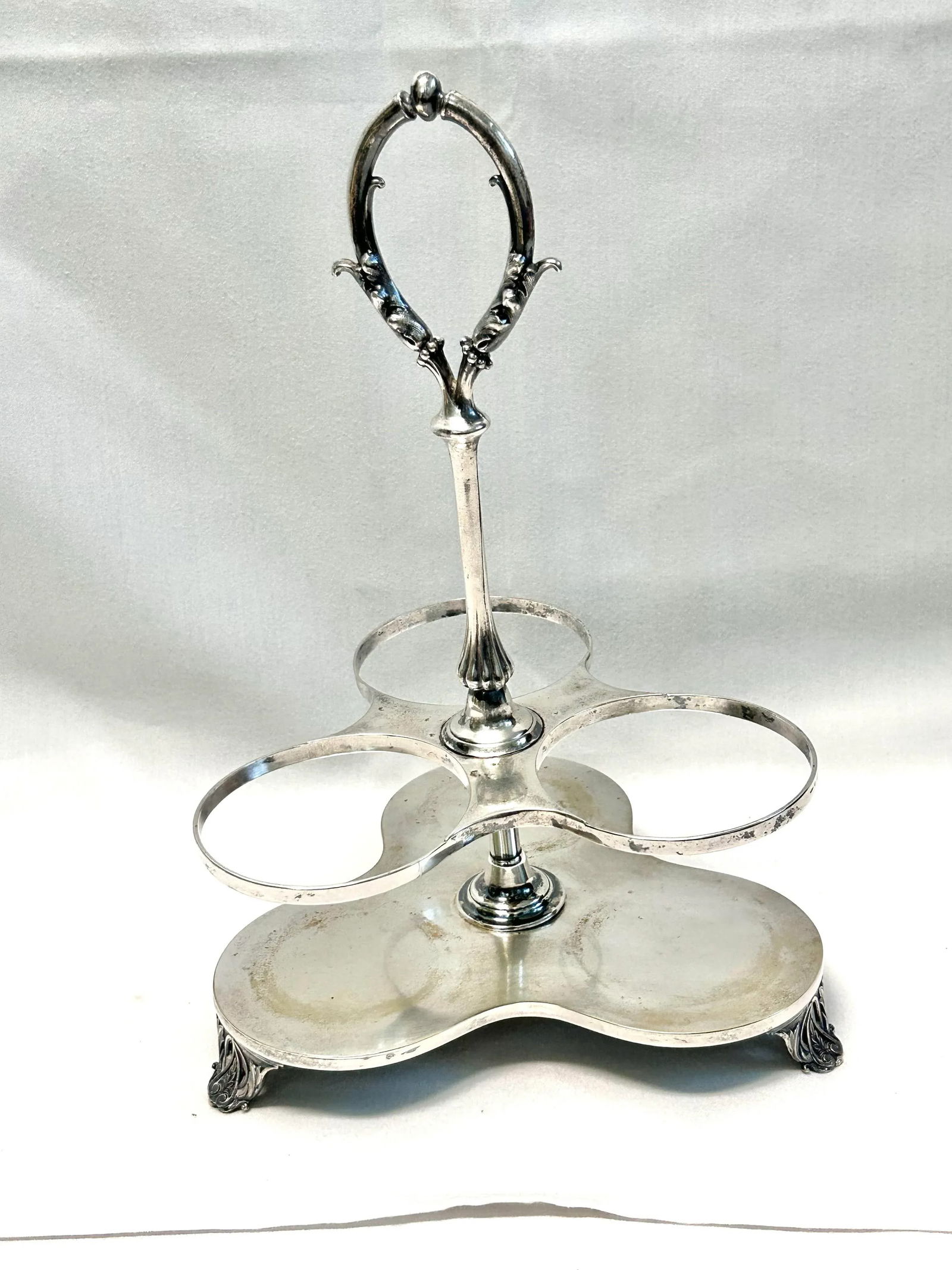 Vintage Silverplate Bar Decanter Cruet Stand - 5