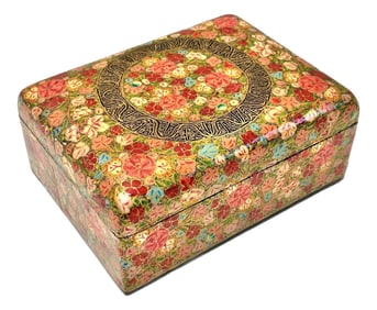1920s Antique Kashmiri Floral Paper Mache Box