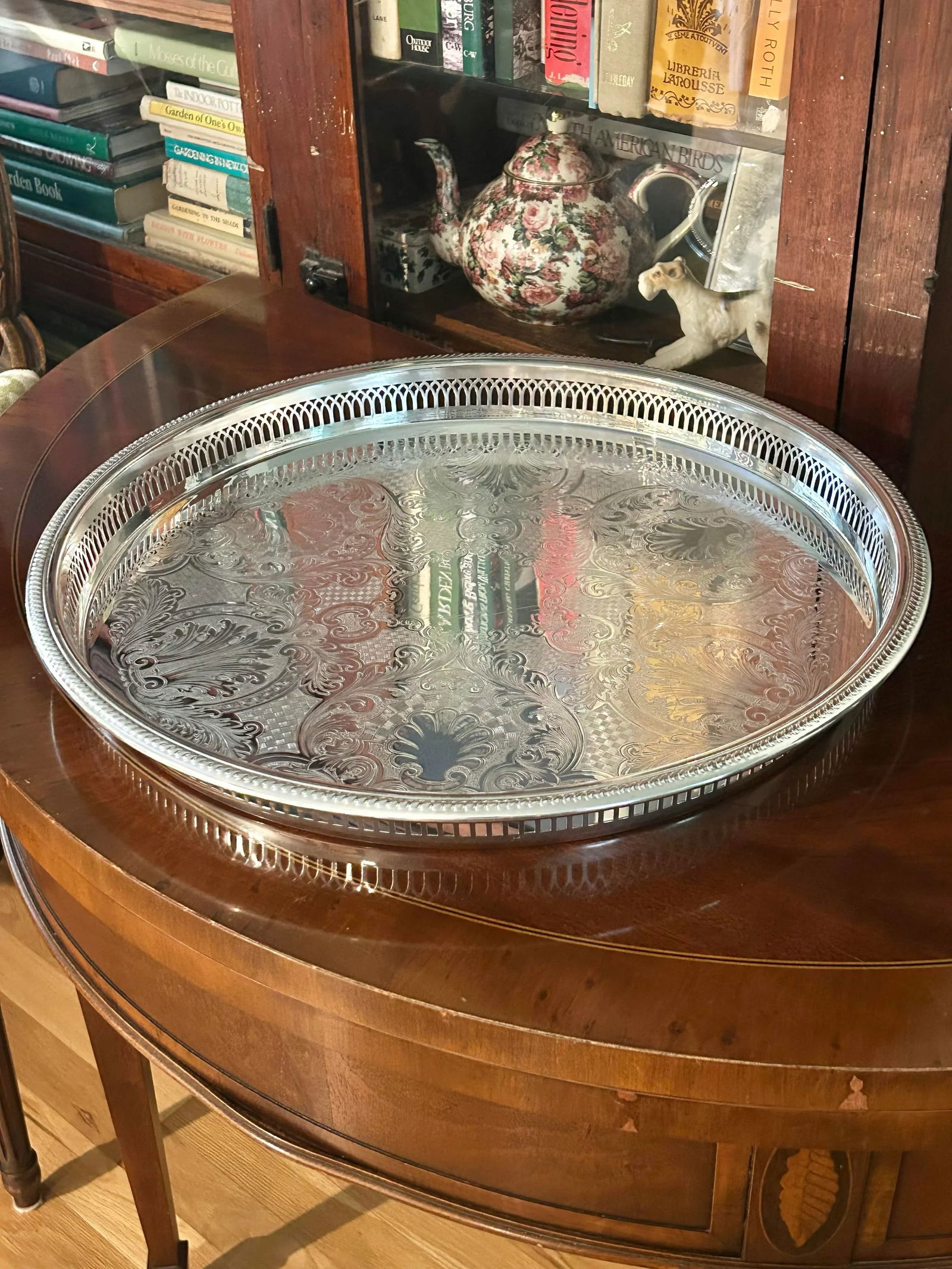 Vintage 18" Poole Silver Co Round Gallery Tray - 3