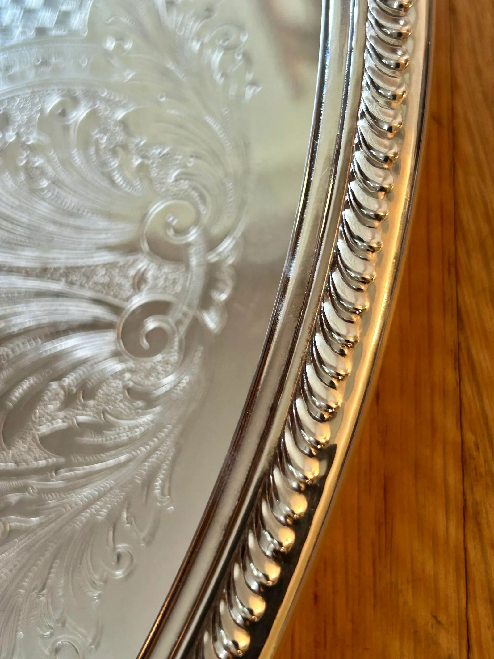 Vintage 18" Poole Silver Co Round Gallery Tray - 6