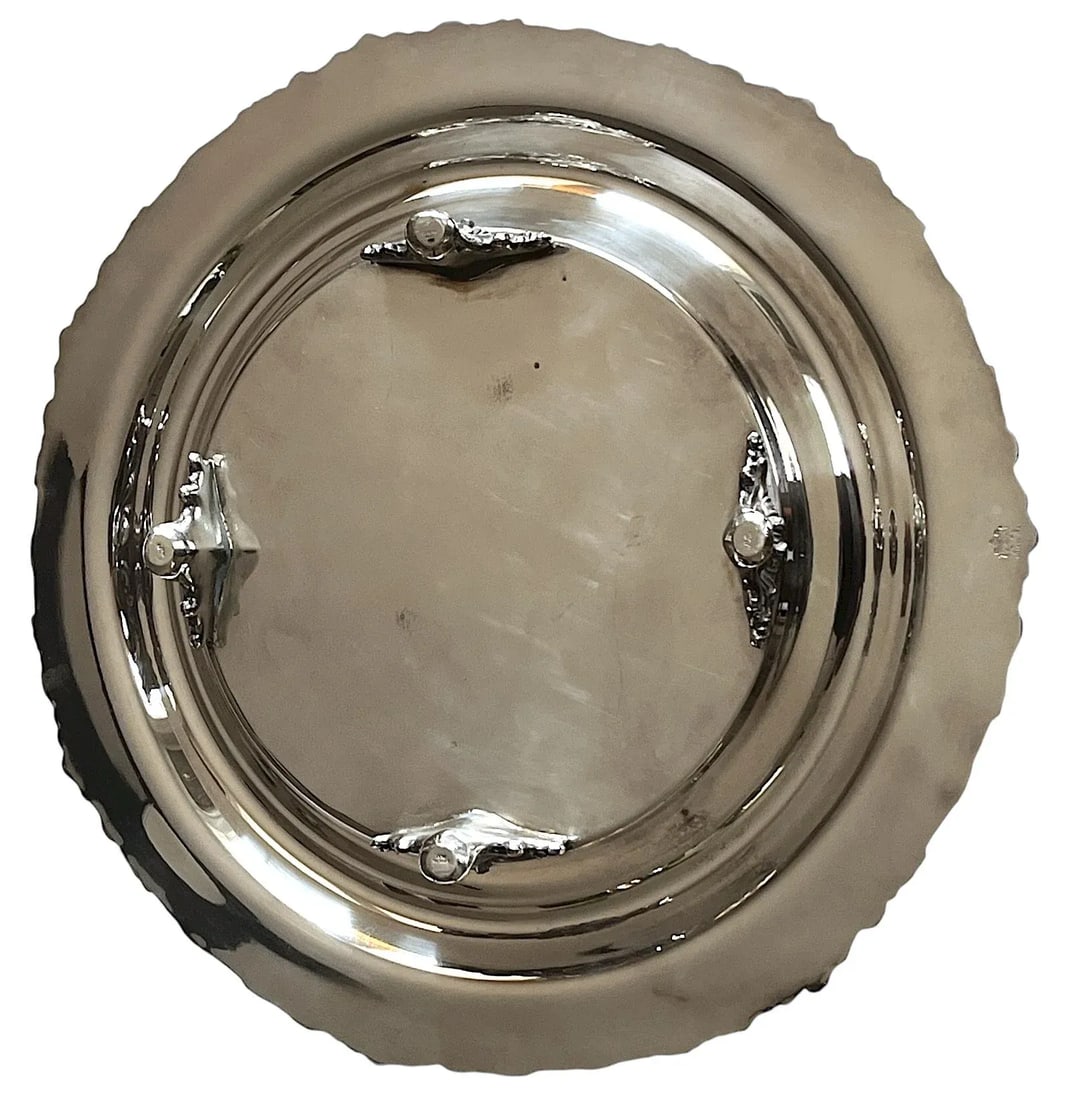 Large 20th Century Hotel Silver Footed Salver Tray With Inset Bowl by Dodge, Inc. – Queen - 11