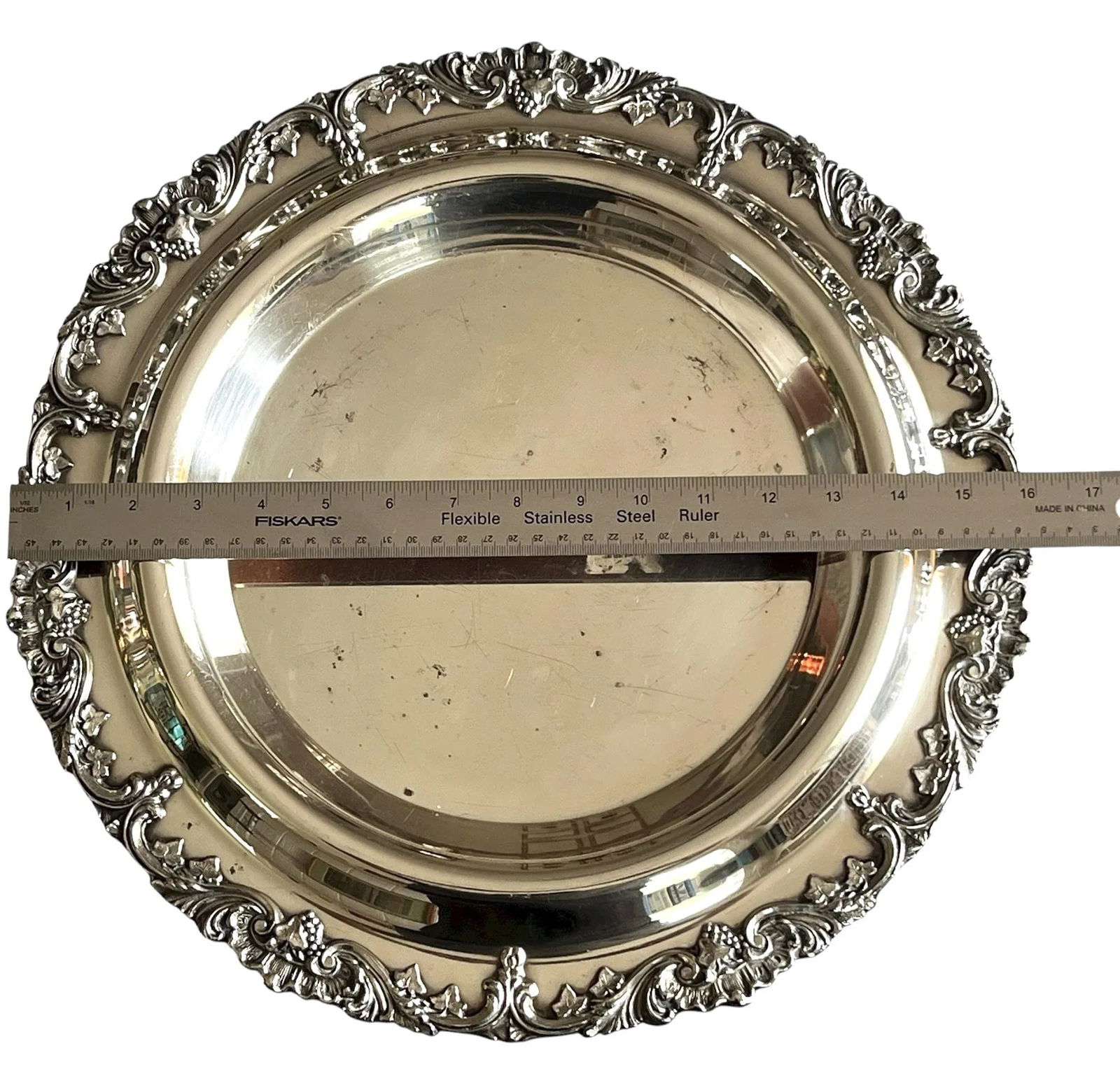 Large 20th Century Hotel Silver Footed Salver Tray With Inset Bowl by Dodge, Inc. – Queen - 4