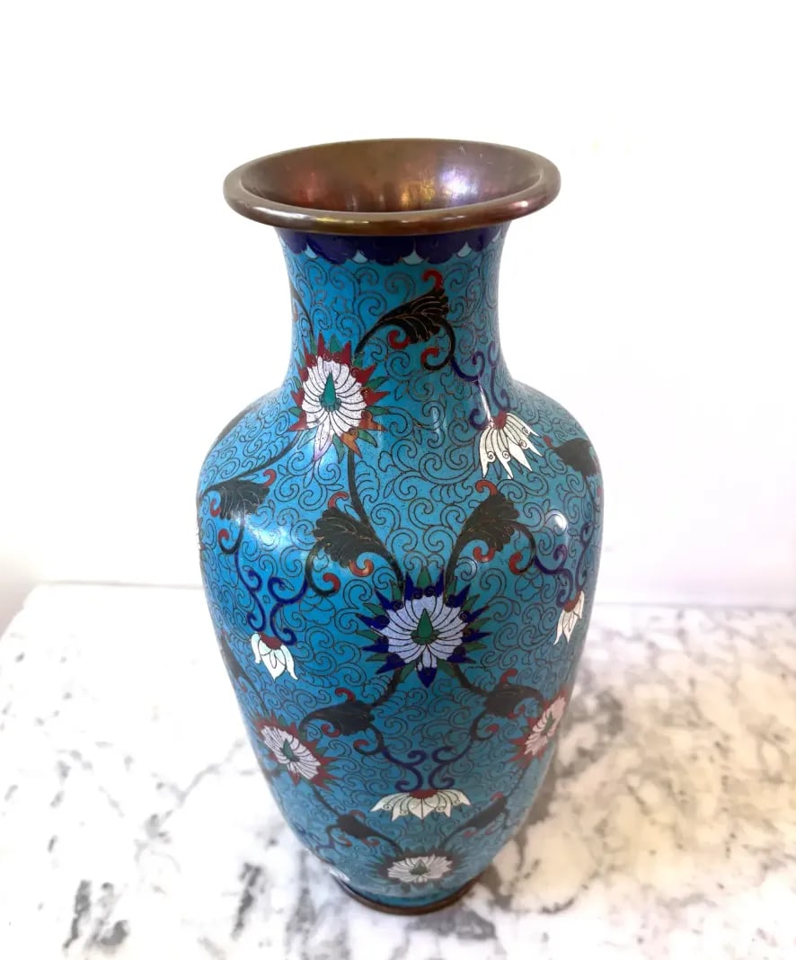 Late 19th Century Chinese CloisonnÃƒÂ© Enamel Vase With Floral Design - 2