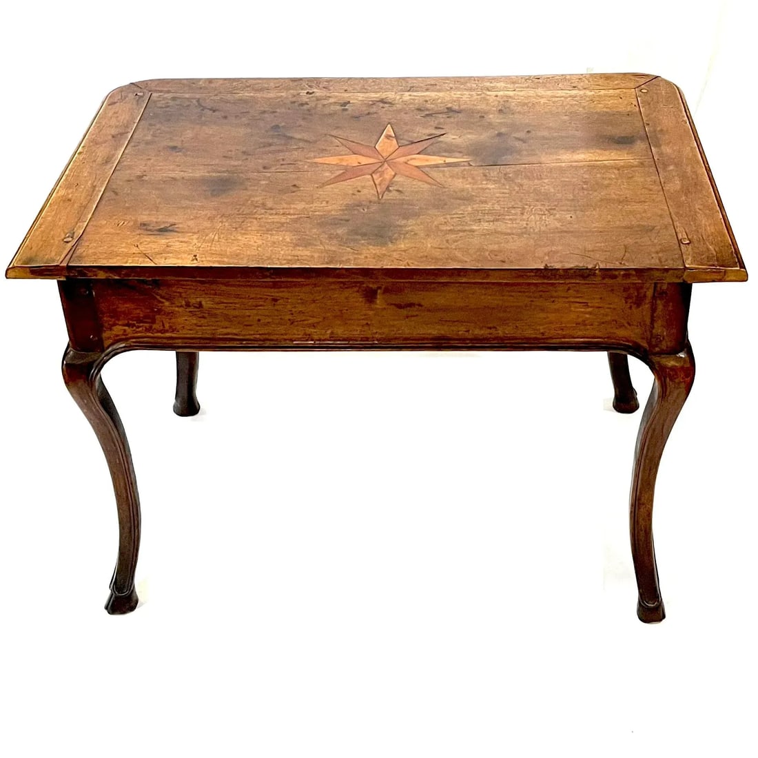 18th Century Louis XV French Provincial Walnut Side Table With Inlaid Top - 13