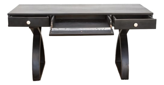 Sculptural Ebonized Wood Writing Table