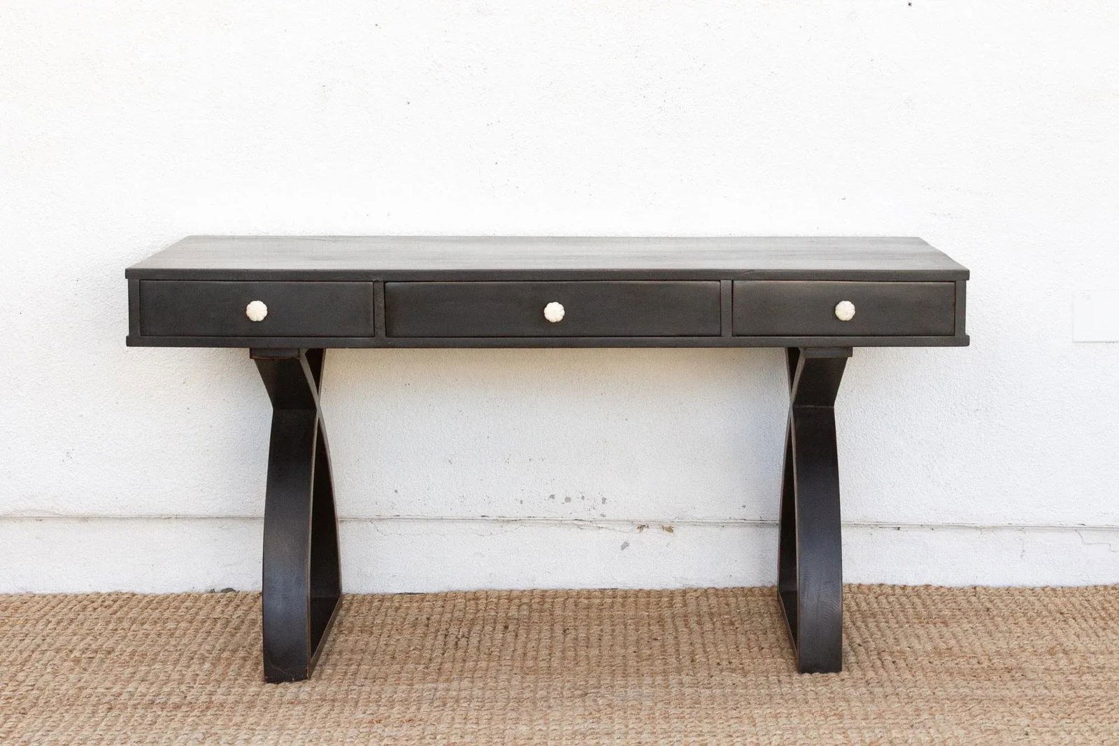 Sculptural Ebonized Wood Writing Table - 2