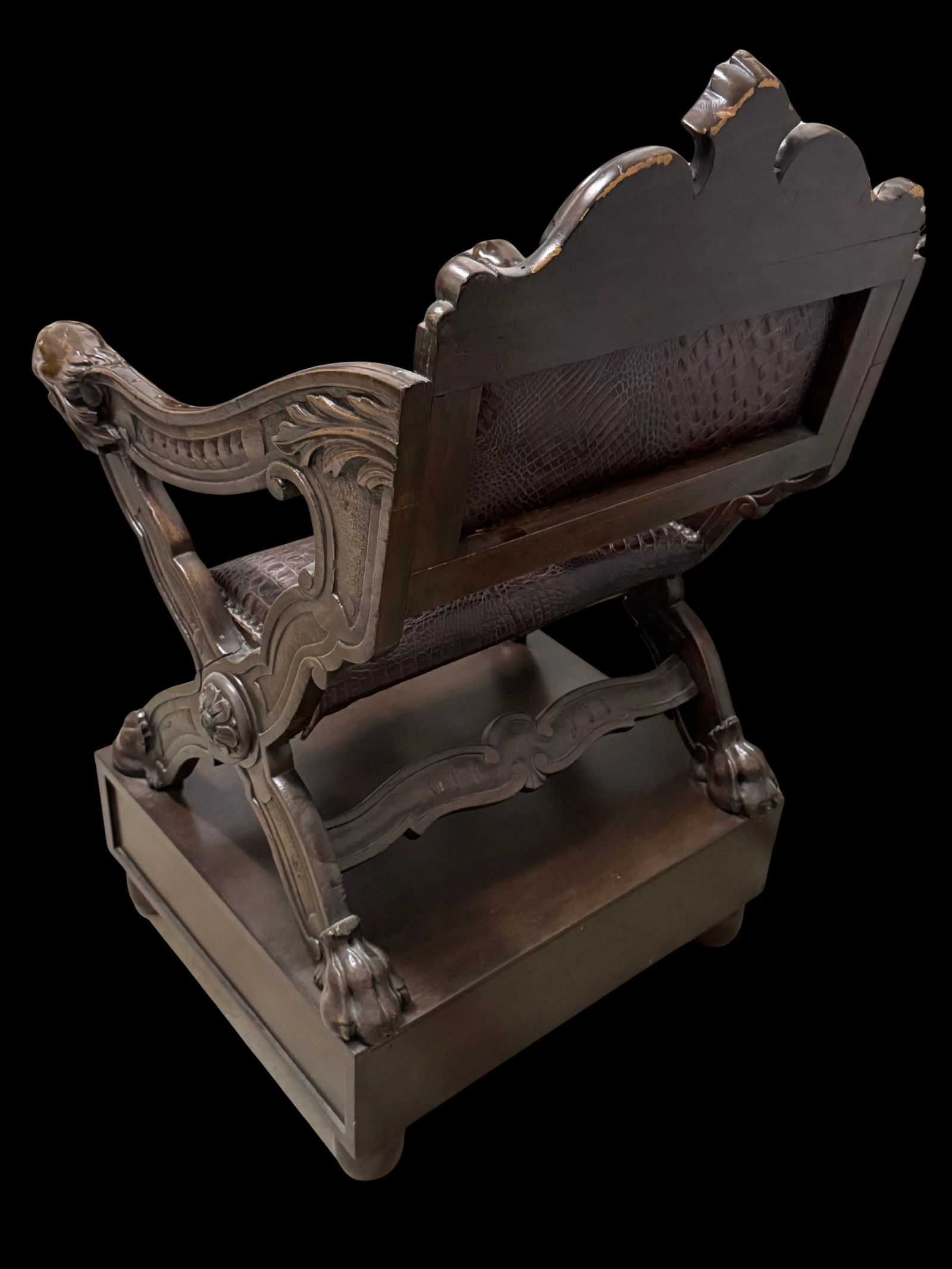 Early 20th Century Carved Dog-Head Savonarola Chair With Drawer Base, Renaissance Revival Style - 11