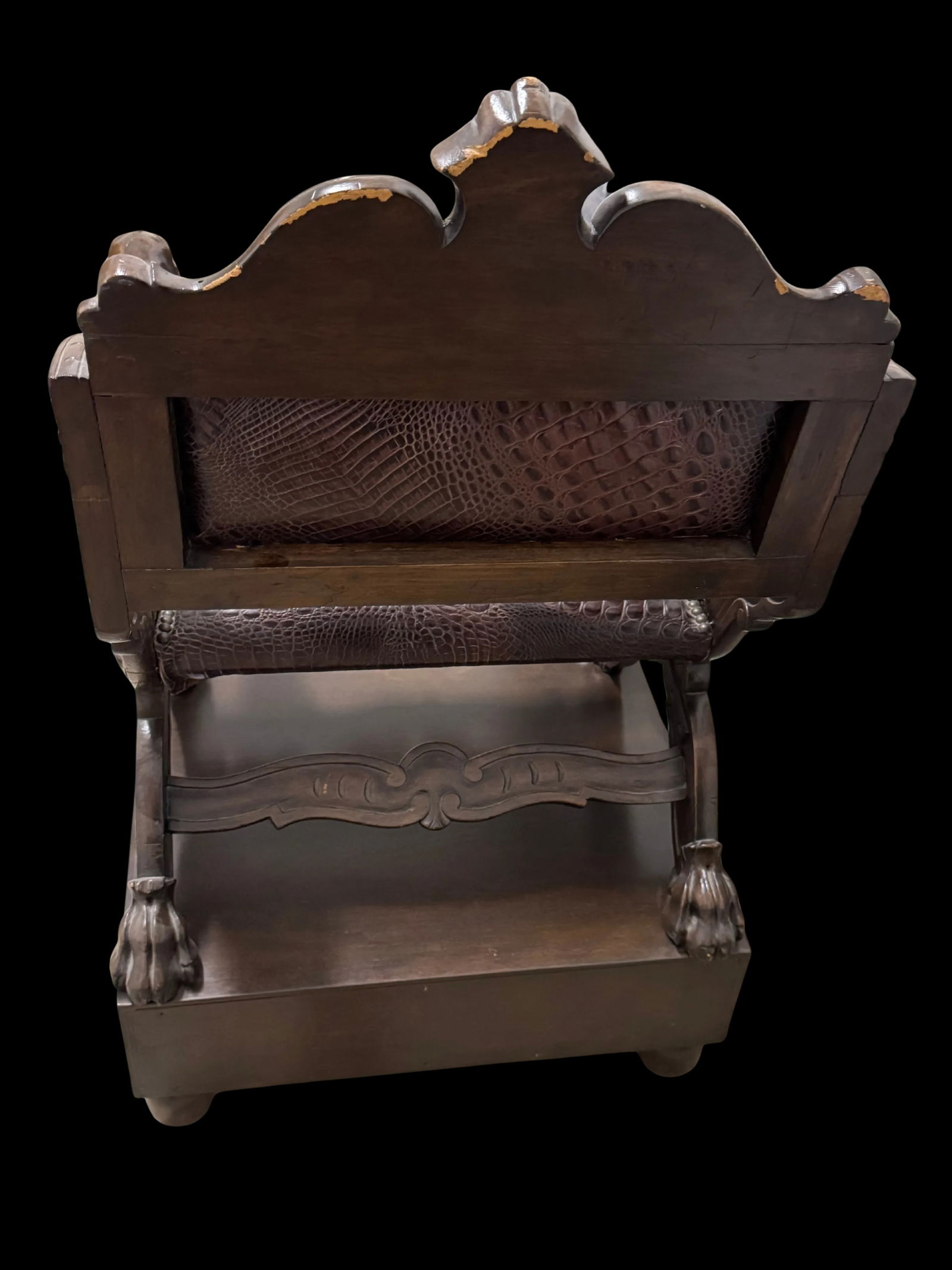 Early 20th Century Carved Dog-Head Savonarola Chair With Drawer Base, Renaissance Revival Style - 12