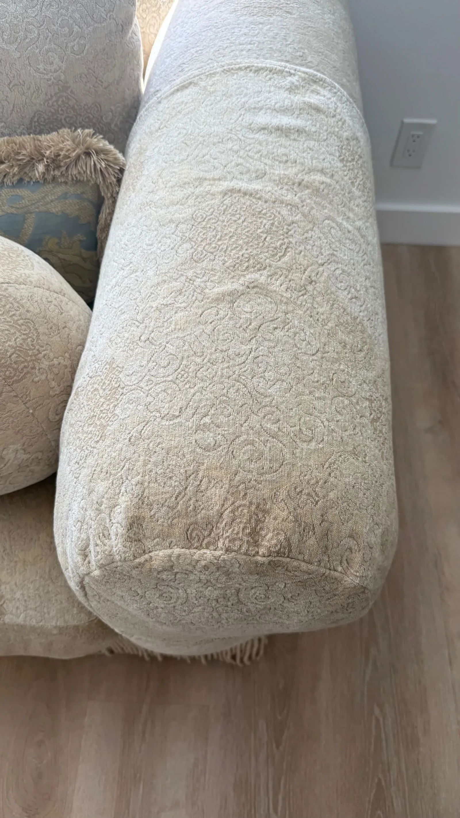 Kreiss Collection Rolled-Arm Sofa With Decorative Fringed Skirt - 6