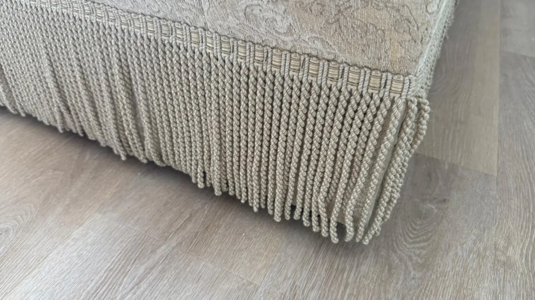 Kreiss Collection Rolled-Arm Sofa With Decorative Fringed Skirt - 7