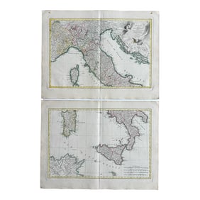 Italy (Northern & Southern), Original Double Map by Lattre, 1762
