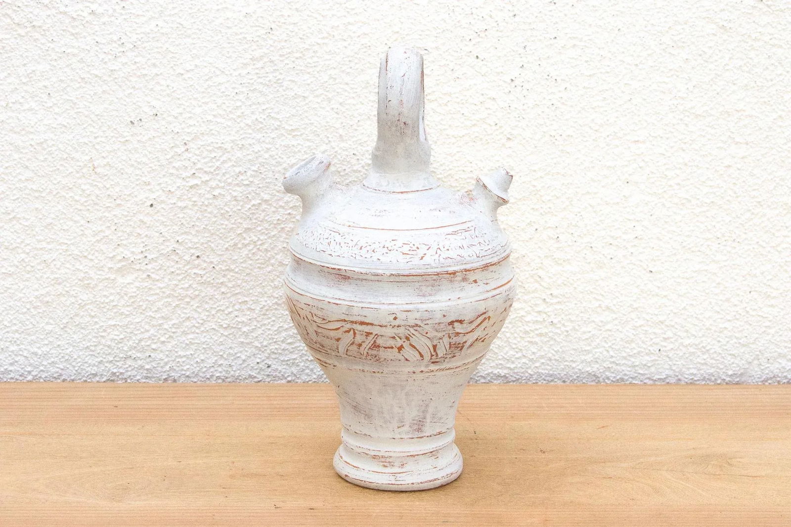 Antique Chalky White Spanish Jug - 5