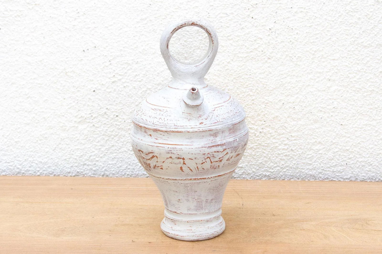 Antique Chalky White Spanish Jug - 6