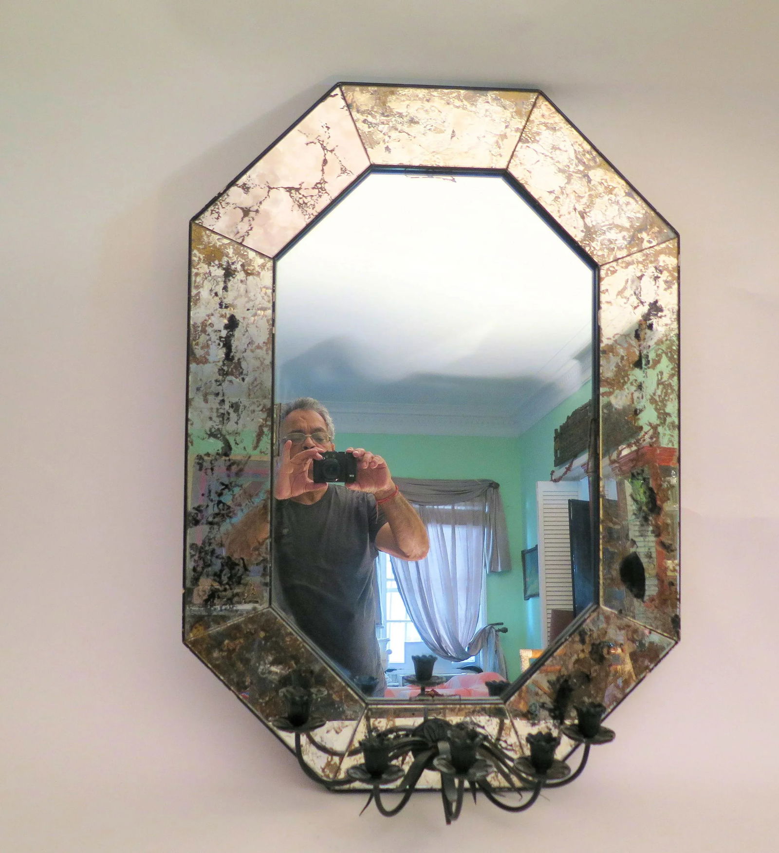 Vintage Venetian Mirror With Five Candle Holders - 2