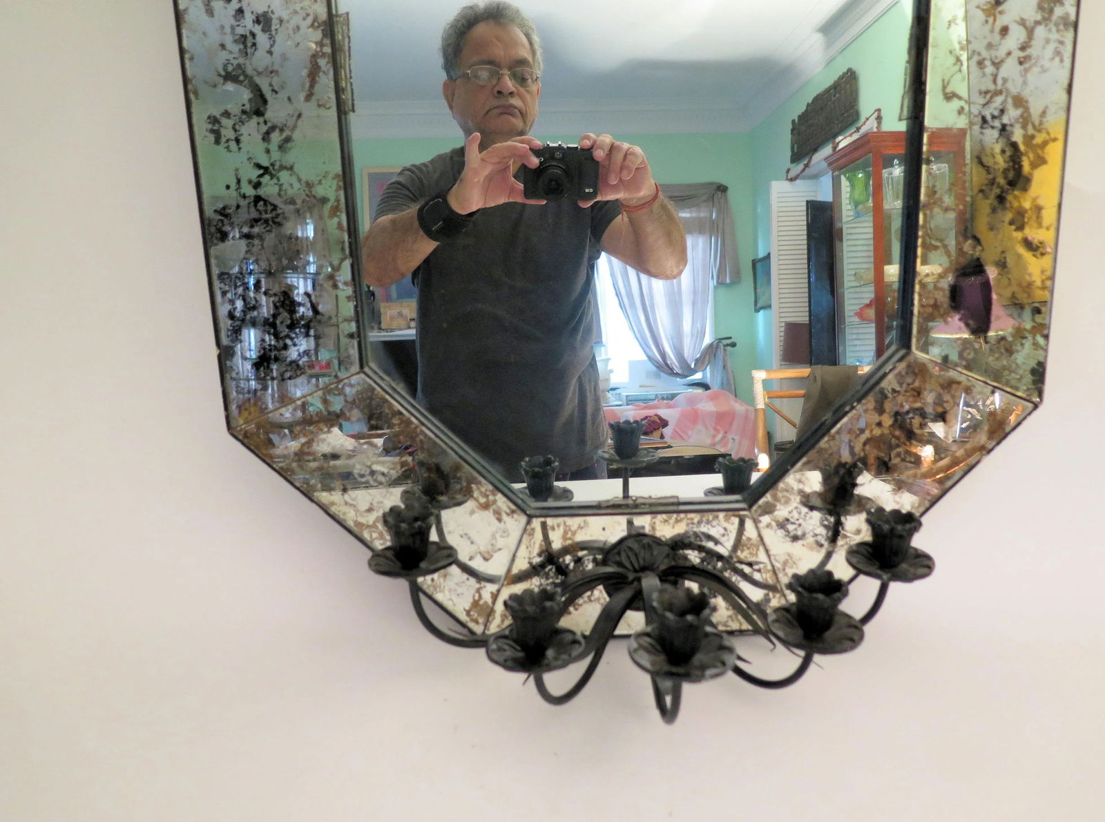 Vintage Venetian Mirror With Five Candle Holders - 3