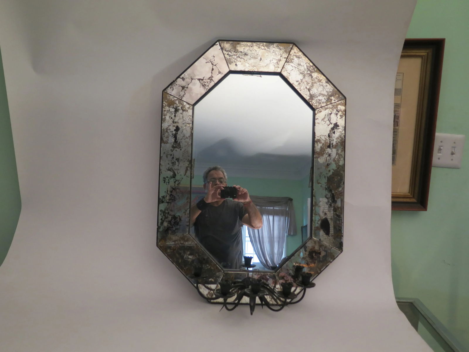 Vintage Venetian Mirror With Five Candle Holders - 6