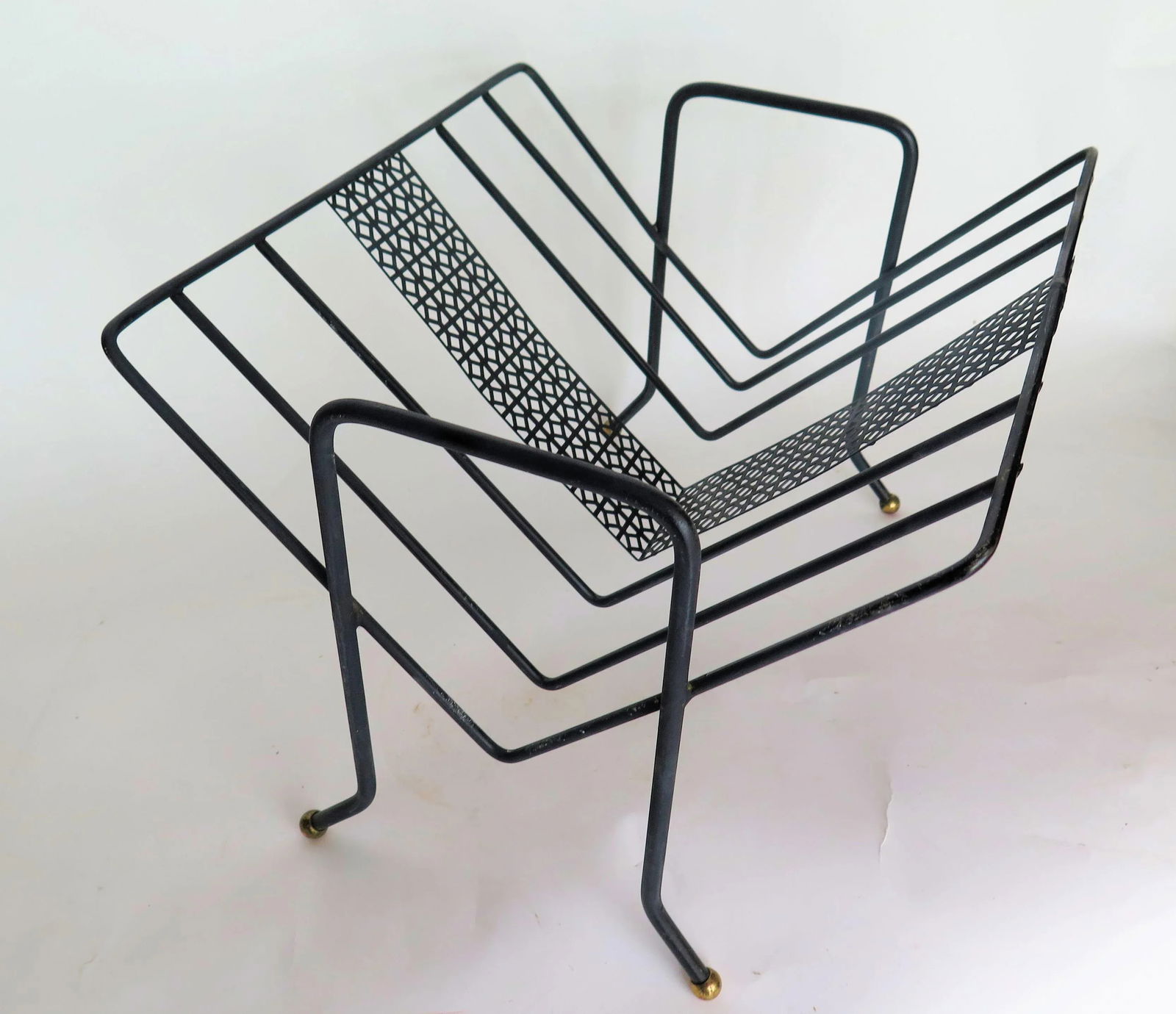 Wrought Iron and Screen Mategot Style Magazine Rack - 2