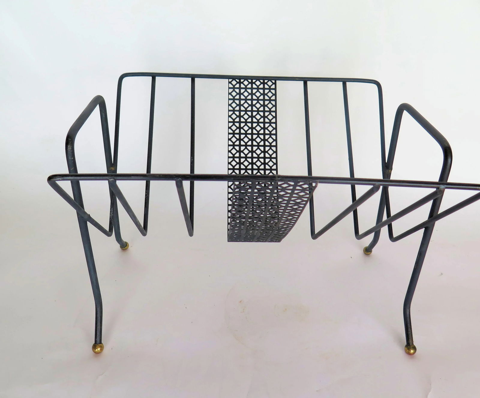 Wrought Iron and Screen Mategot Style Magazine Rack - 3