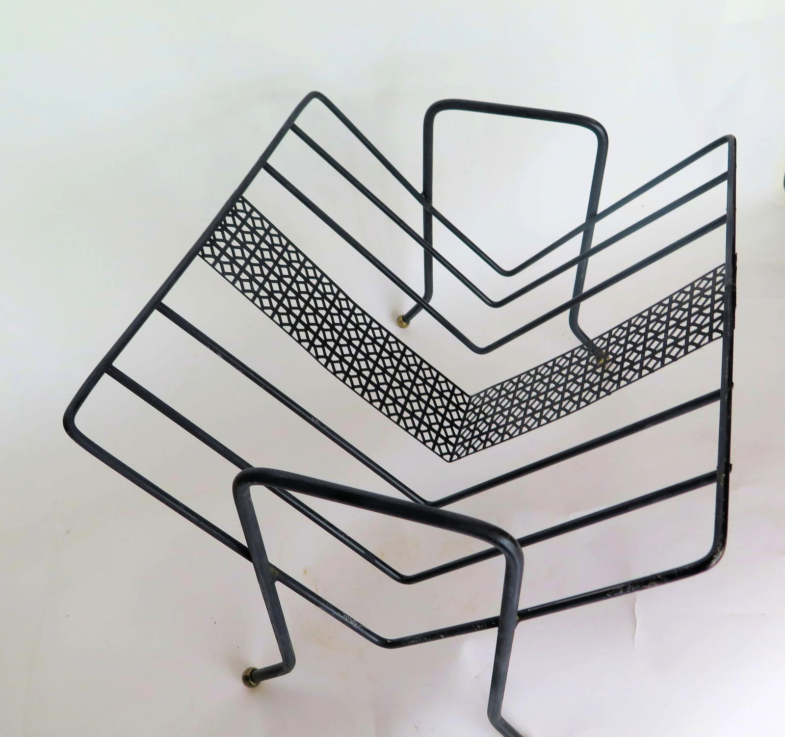 Wrought Iron and Screen Mategot Style Magazine Rack - 4