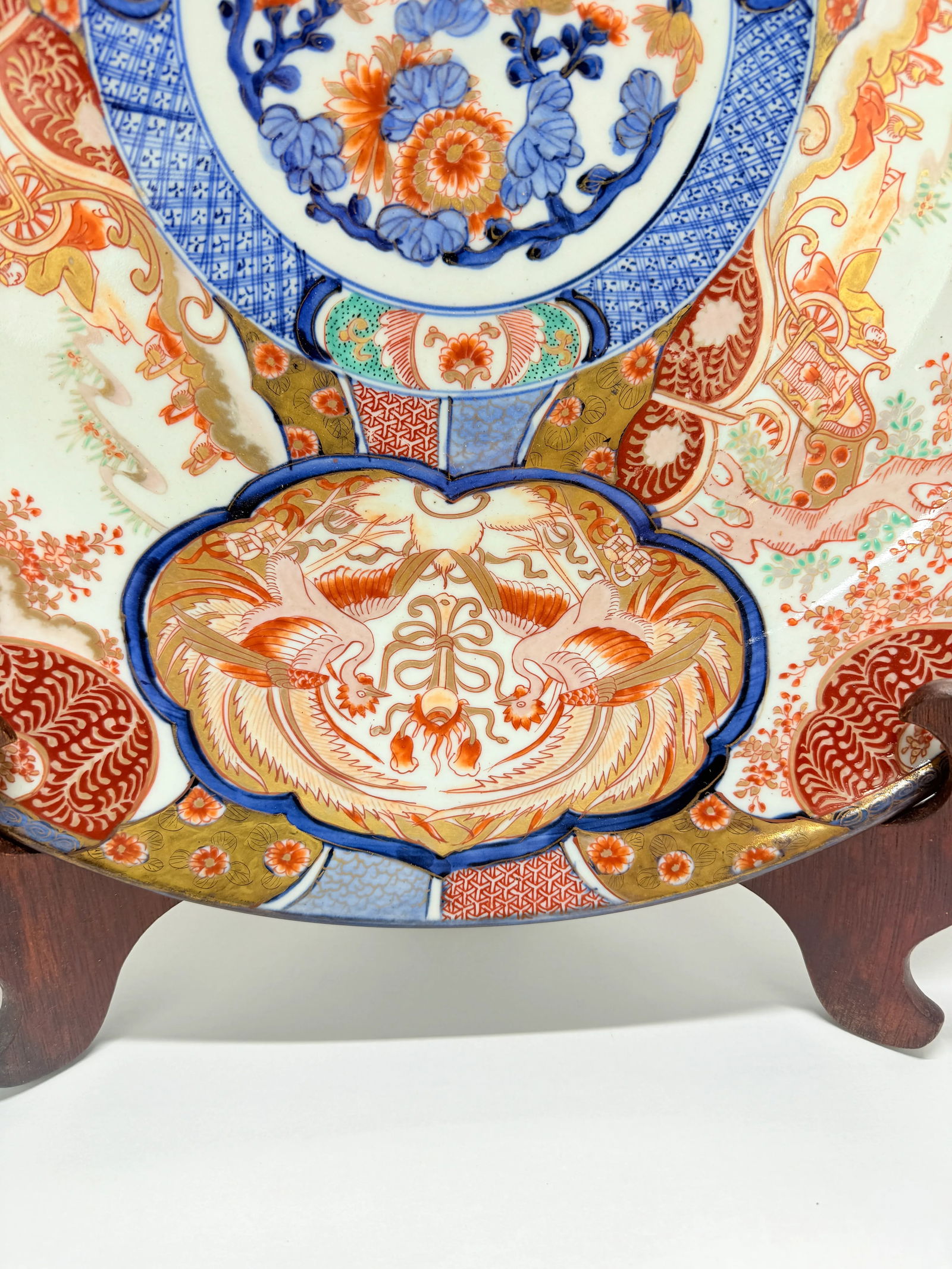 Monumental Japanese Imari Charger With Phoenix & Floral Reserves, Late Edo 19th - 2