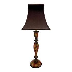Vintage Kashmiri Polychrome Decorated Table Lamp
