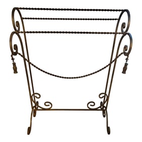 Vintage Hollywood Regency Gilded Wrought Iron With Tassels and Rope Trim