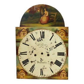 18th Century English Hand-Painted Clock Face W/ Pastoral Scene