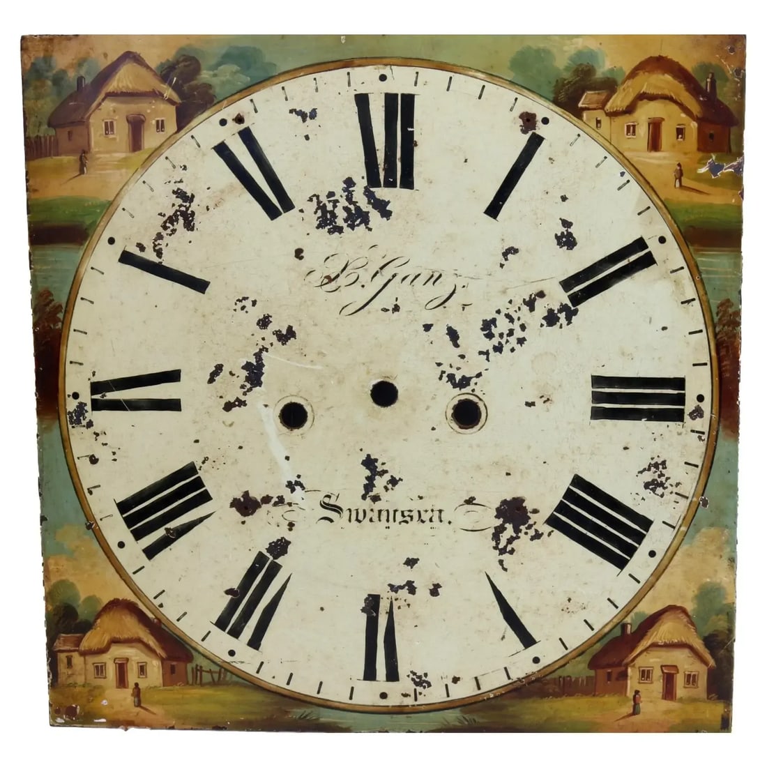 18th Century English Hand-Painted Clock Face W/ Pastoral Scene - 2