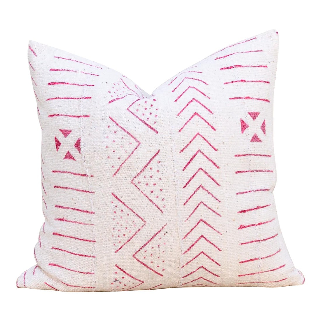 Desert Rose, African Mudcloth Throw Pillow: This striking decorative pillow is a celebration of geometry and warmth. This 18-inch square pillow is crafted from a vintage textile inspired by African Mudcloth (Bogolanfini), a traditional West