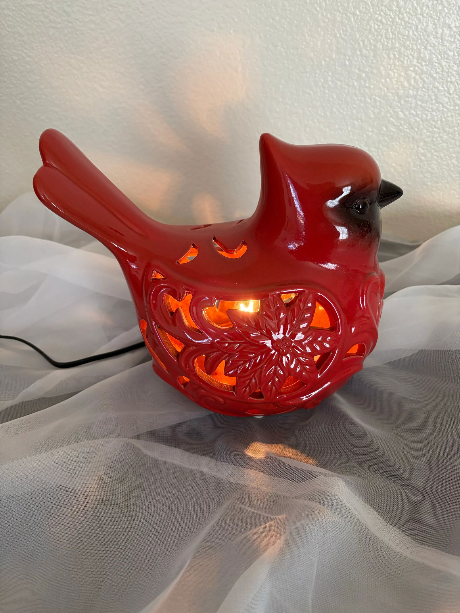Vintage Red Cardinal Ceramic Light - 2