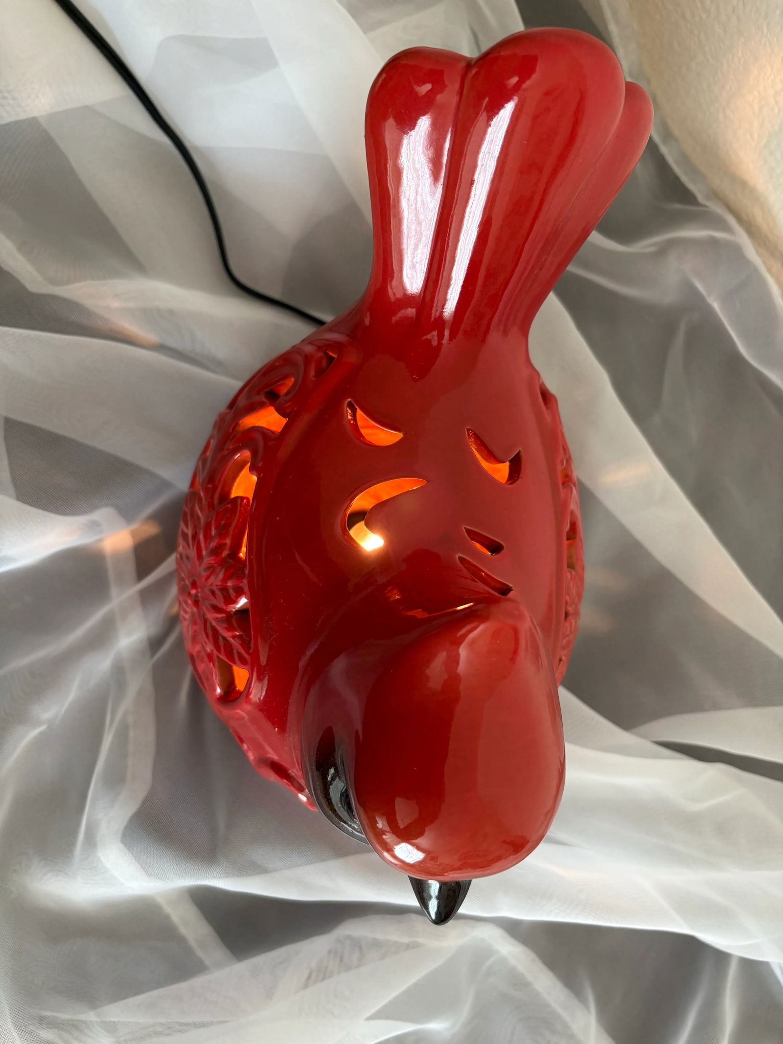 Vintage Red Cardinal Ceramic Light - 3