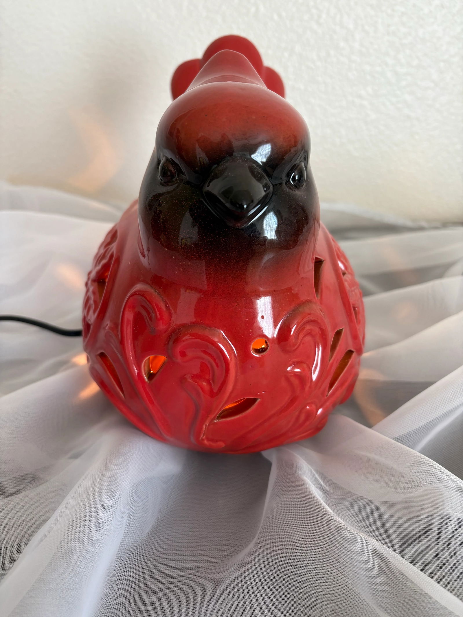 Vintage Red Cardinal Ceramic Light - 5