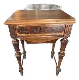 Mid-19th Century European Sewing / Dressing Table With Secret Drawer
