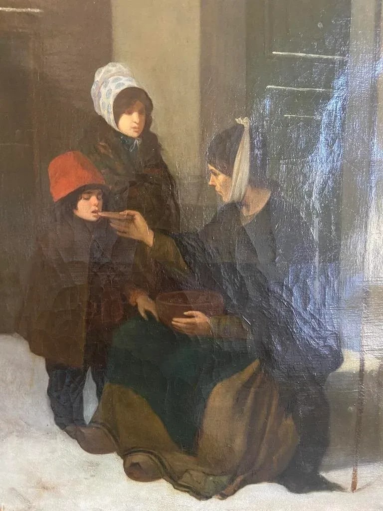 19th-Century Belgian Academic Realist Style Painting, by Charles De Groux, Depicting a Tender Domest - 7