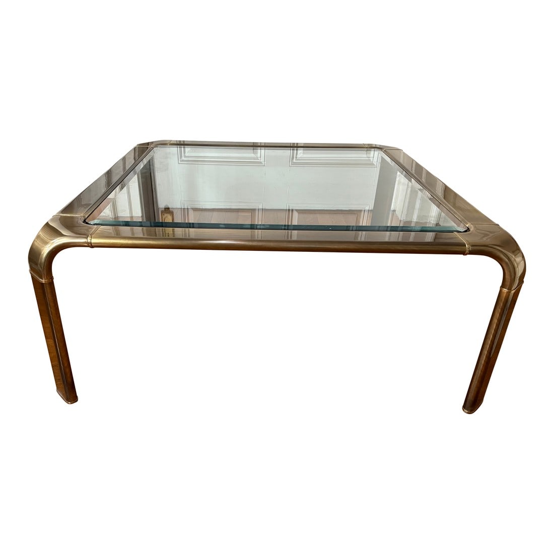 1970s Mastercraft × John Widdicomb Brass and Glass Coffee Table "” 40"³ Square (1 of 16)