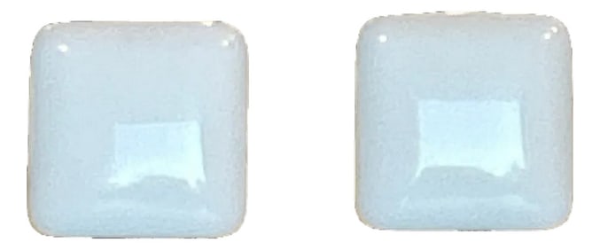 Vintage Crown Trifari White Lucite Square Clip-on Earrings, A Pair