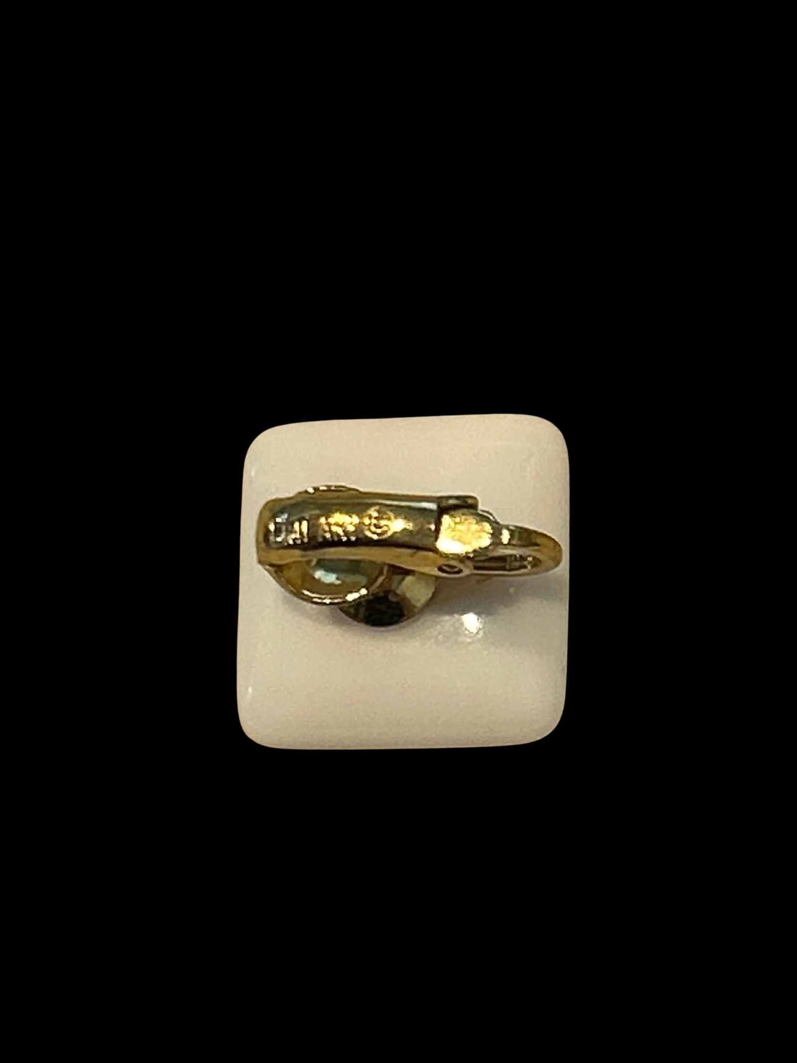 Vintage Crown Trifari White Lucite Square Clip-on Earrings, A Pair - 6