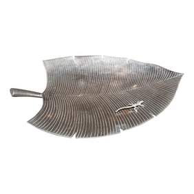 Towle Silversmith Nickel Plated Leaf Serving Tray Lizard Decor