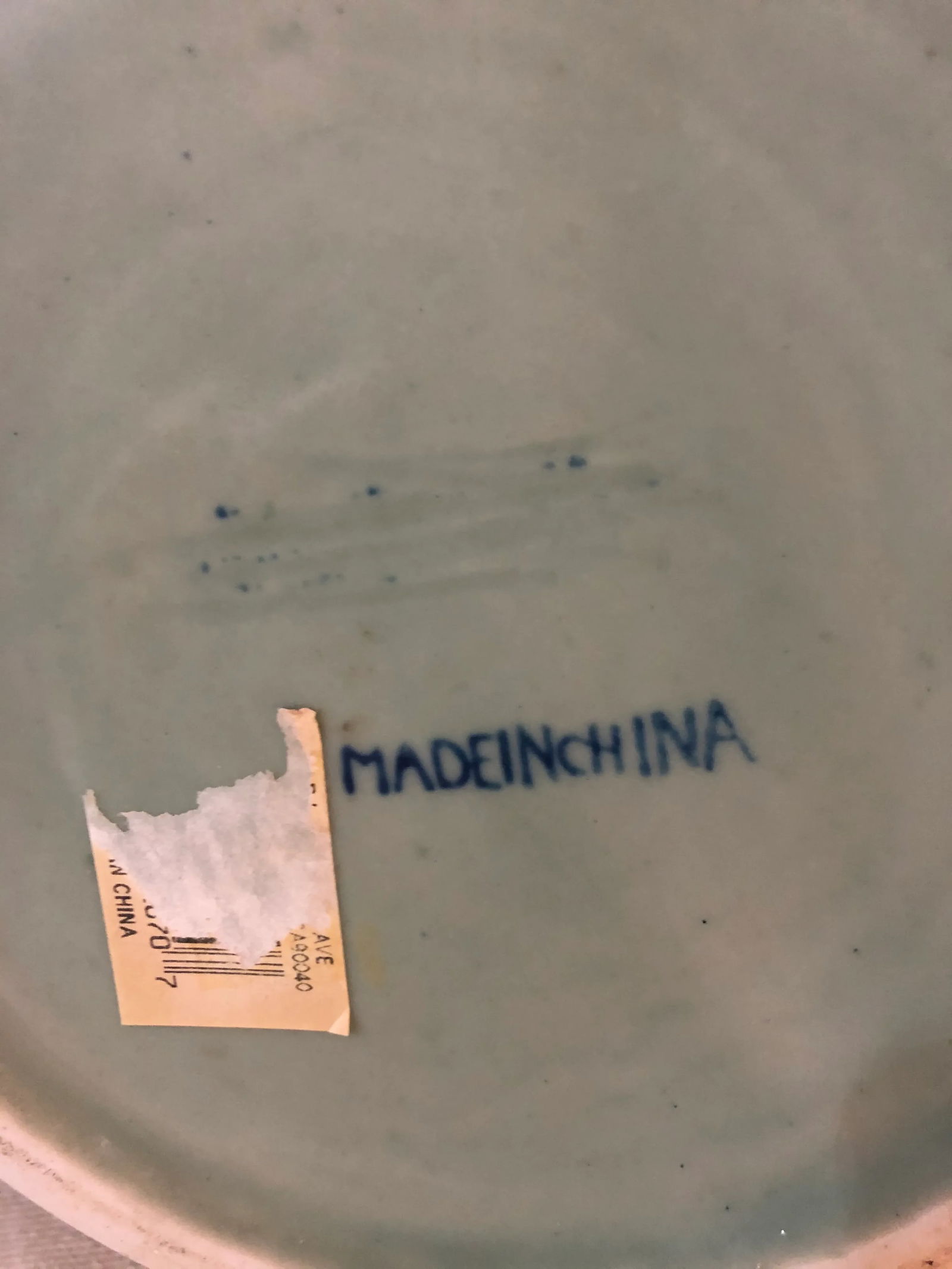 Vintage Chinoiserie Lions Head or Foo Dog Celadon & Blue Vase - 6