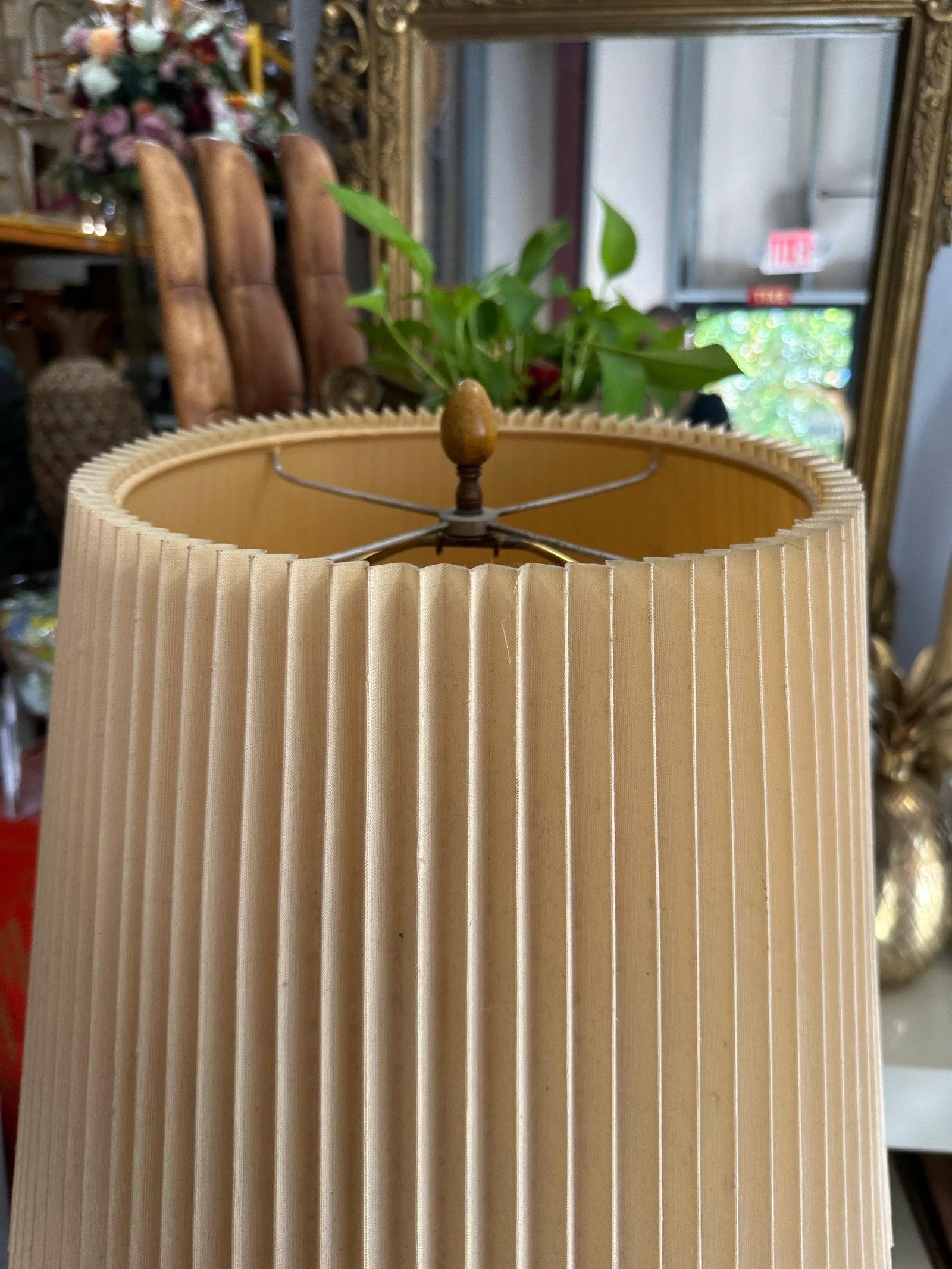 1970s Wooden Hand Carved Figurative Large Lamp With Shade - 4