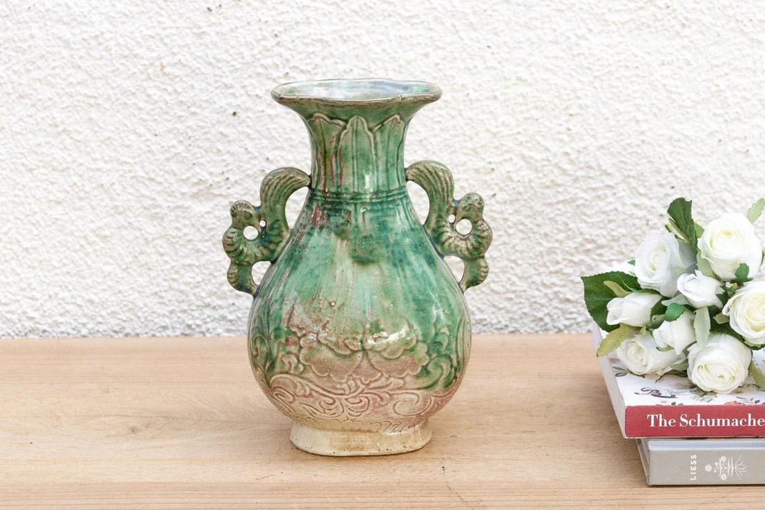 Antique Chinese Dragon Handle Ceremonial Vase - 2