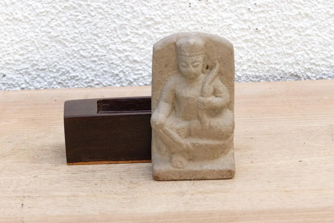 The Naga's Keeper, Antique Carved Stone Figure - 7