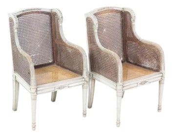 A Pair of Louis XVI 18th Century Style French Childrenâ"Â™s Bergere Chairs