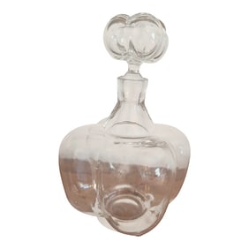 Mid-Century Hand-Blown Crystal Pillow Decanter With Sculptural Stopper – 1950s Modernist Glass