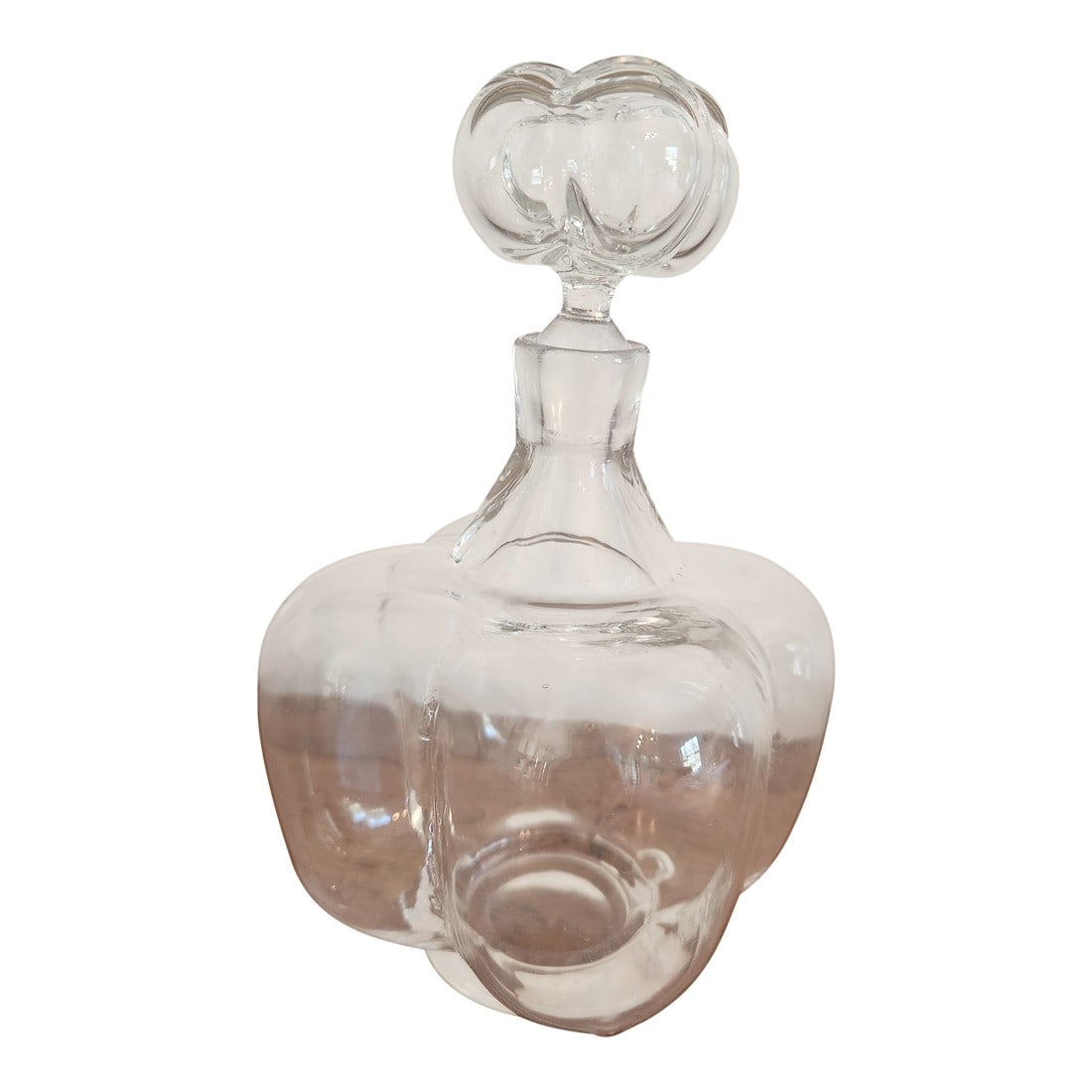 Mid-Century Hand-Blown Crystal Pillow Decanter With Sculptural Stopper – 1950s Modernist Glass (1 of 17)