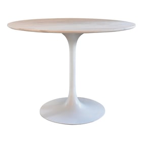 Burke Style Aluminum Tulip Table With Vintage Marble Top