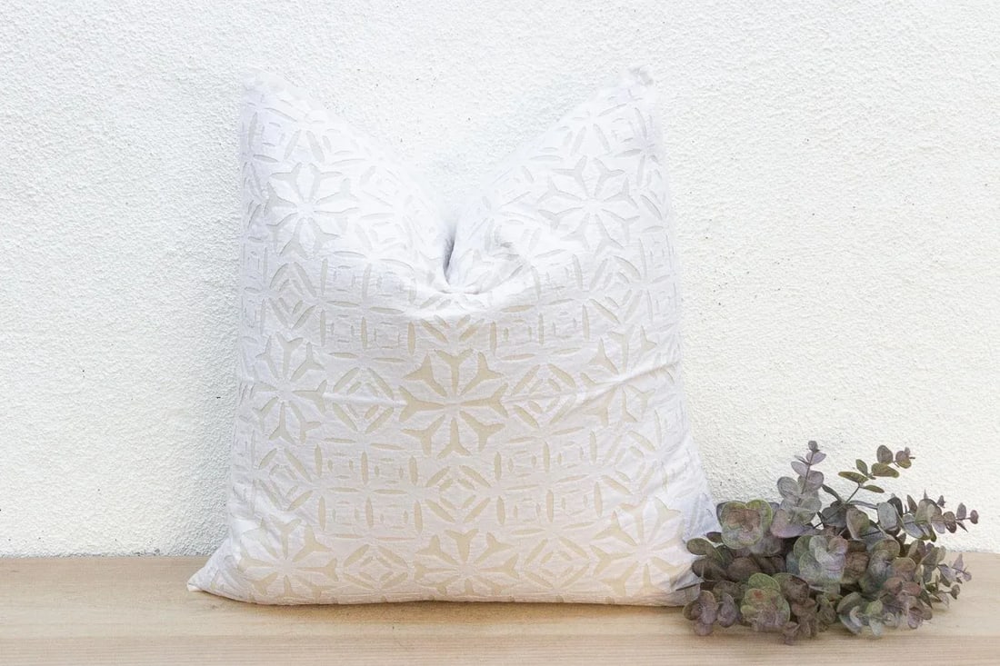 Cream Silk Euro Applique Pillow Cover - 2