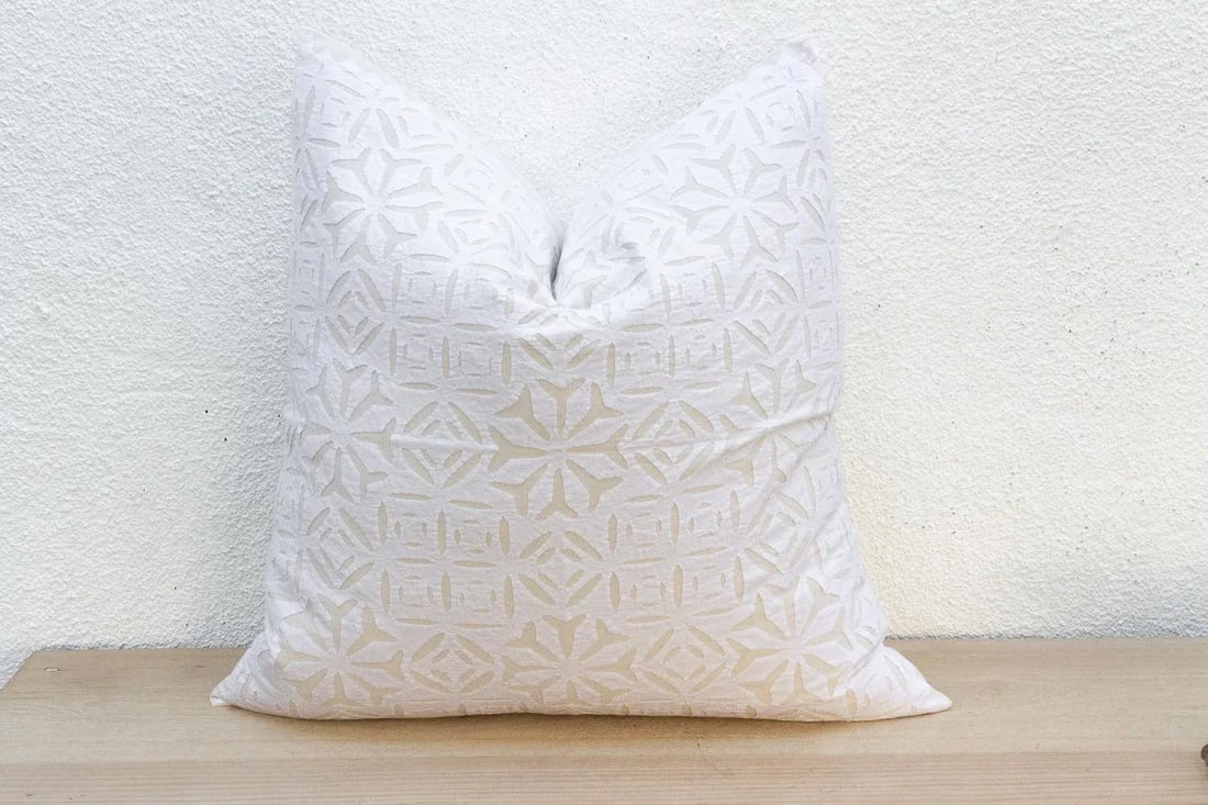 Cream Silk Euro Applique Pillow Cover - 3
