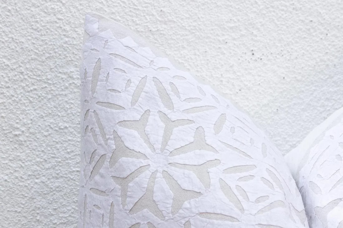 Cream Silk Euro Applique Pillow Cover - 4