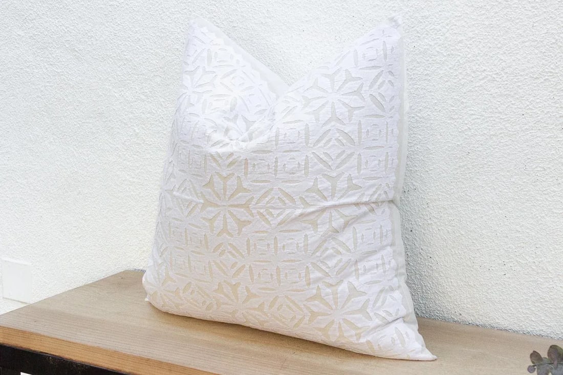 Cream Silk Euro Applique Pillow Cover - 6